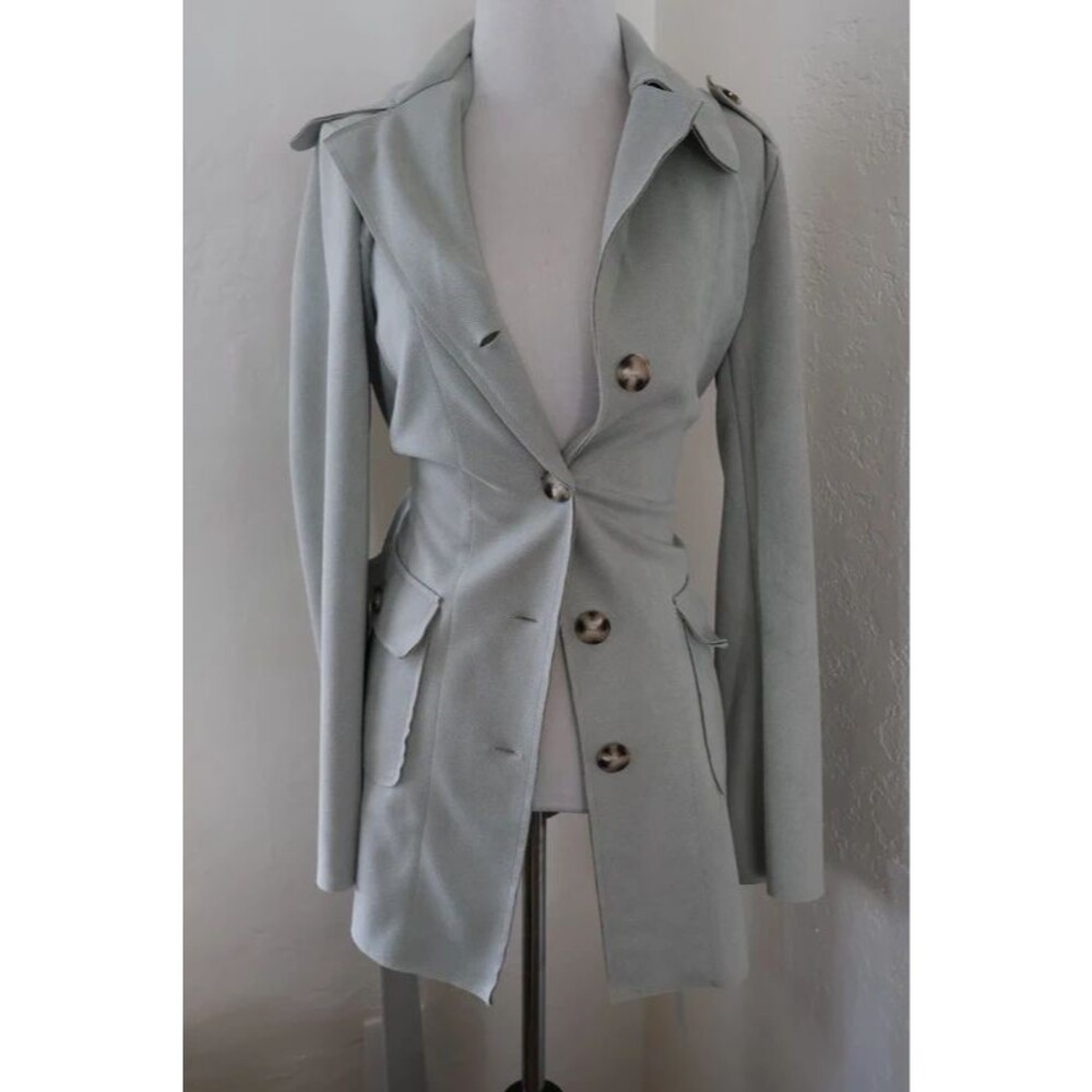 anthropologie solitaire faux suede casual soft trench coat jacket size small